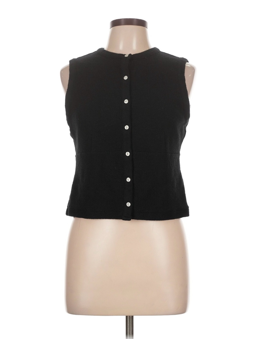 Madewell Black Sleeveless Button- Front Knit Tank